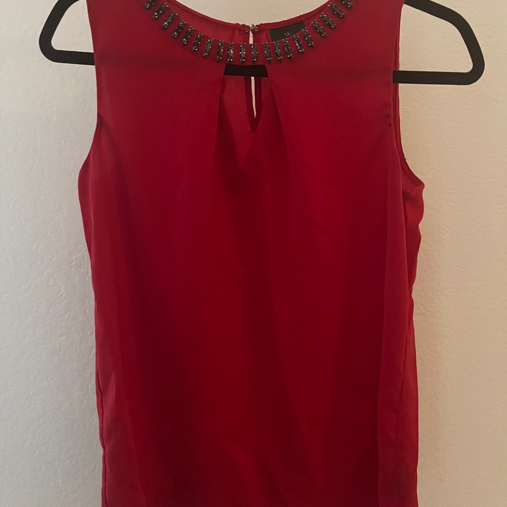 Red top, sleeveless, small and medium